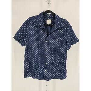 American Eagle Mens Sz XL Short Sleeve Button Up Shirt Blue Dot Print